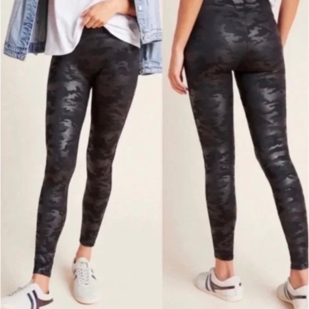 Spanx Faux Leather Camo High Rise Leggings